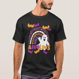 Camiseta Faboolous Ghost And Rainbow Leopard Funny Hallowee