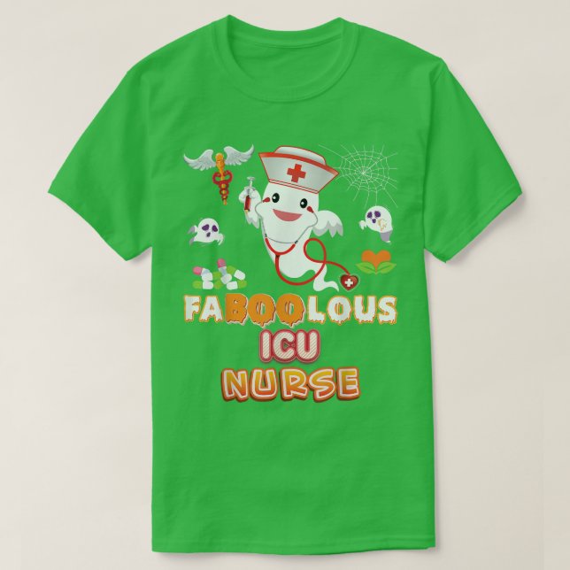 Camiseta Faboolous ICU Nurse Fabulous Halloween Ghost Pumpk (Diseño del anverso)