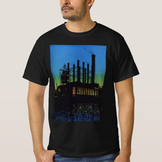 Camiseta Fábrica de Fabricación al Amanecer, Negocio Vintag (Anverso)