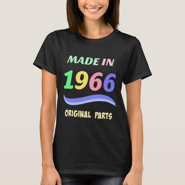 Camiseta Fabricado en 1966, el diseño de texto colorido (Anverso)