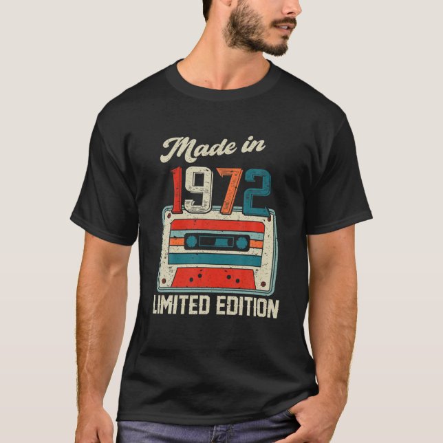 Camiseta Fabricado En 1972 Cinta De Cassette 50º Cumpleaños (Anverso)