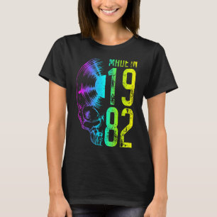 Camiseta Fabricado En 1982 Vintage Vinyl Record Gothic Skul
