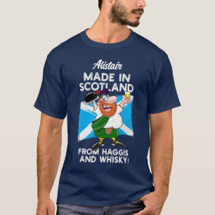 Camiseta Fabricado en Escocia con haggis y Whisky