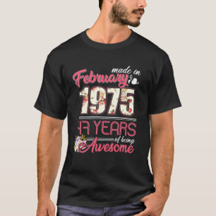 Camiseta Fabricado En Febrero De 1975 Floral 45 Años