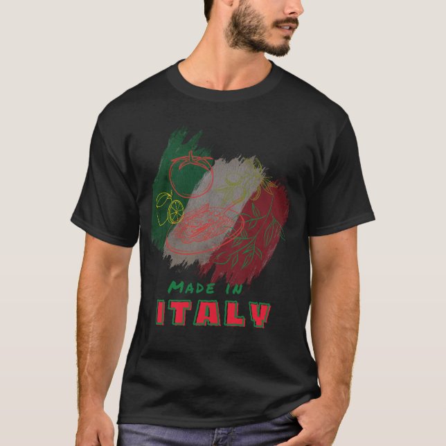 Camiseta Fabricado en Italia - Cocina italiana Pasta y Oliv (Anverso)