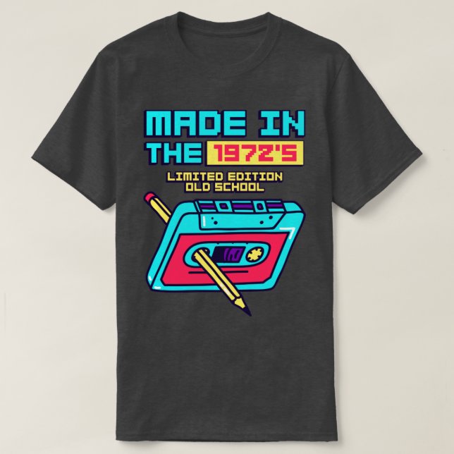Camiseta Fabricado en la cinta de cassette retro de 1972 (Diseño del anverso)