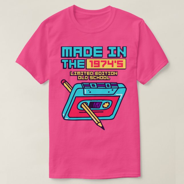Camiseta Fabricado en la cinta de cassette retro de los año (Diseño del anverso)