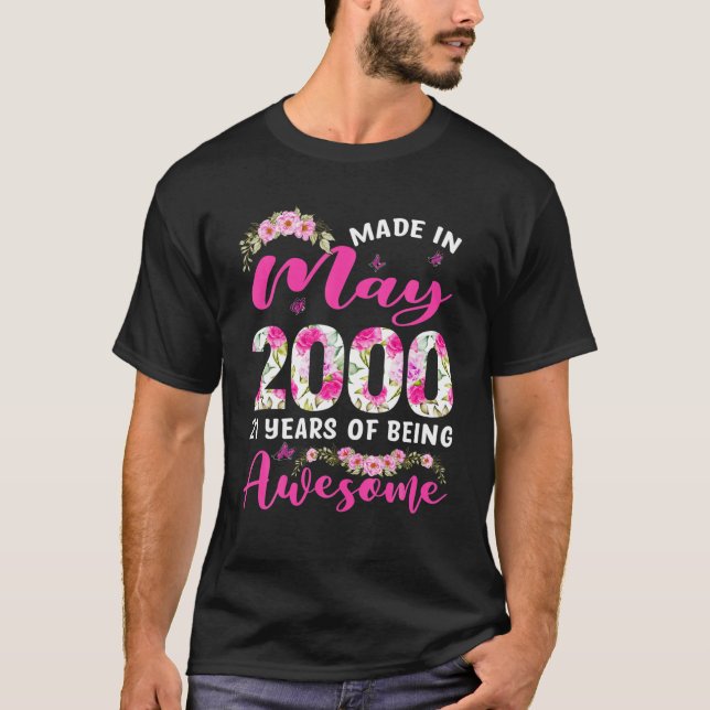 Camiseta Fabricado En Mayo De 2000 21ª Ropa De Cumpleaños D (Anverso)