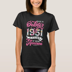 Camiseta Fabricado En Octubre De 1951 Floral 71 Años De Eda
