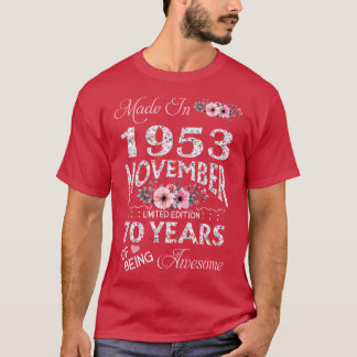 Camiseta Fabricado En Octubre De 1953 Floral 70 Años De Eda