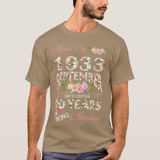 Camiseta Fabricado En Septiembre De 1933 Floral 90 Años De 
