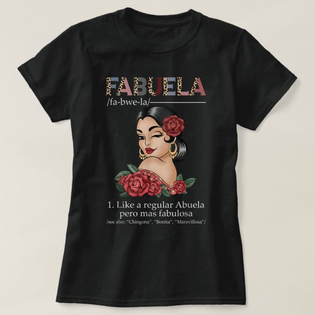 Camiseta Fabuela española Fabuela Definición, Chingona Boni (Diseño del anverso)
