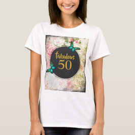 Camiseta Fabulosas 50 mariposas verdes en collage vintage