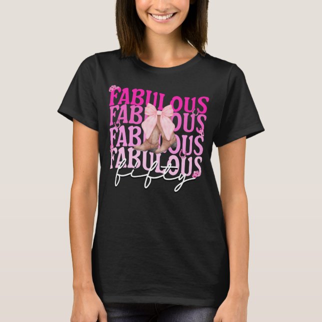 Camiseta Fabuloso Cincuenta Boots Rosados 50 cumpleaños (Anverso)