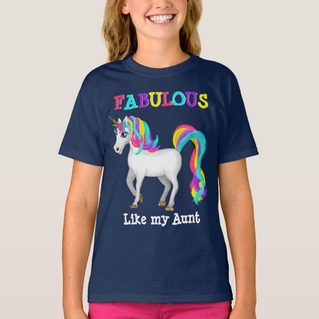 Camiseta Fabuloso Como Mi Tía Magnífica Unicornio (Anverso)