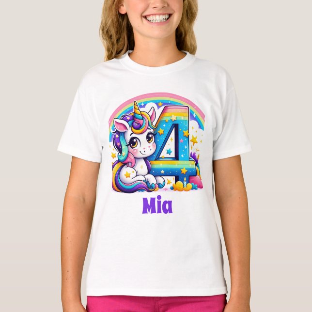 Camiseta Fabuloso cumpleaños Unicornio de cuatro y más Pers (Anverso)