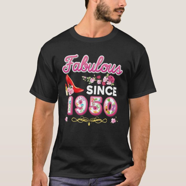 Camiseta Fabuloso desde 1950 Feliz 70 cumpleaños Floral 70 (Anverso)
