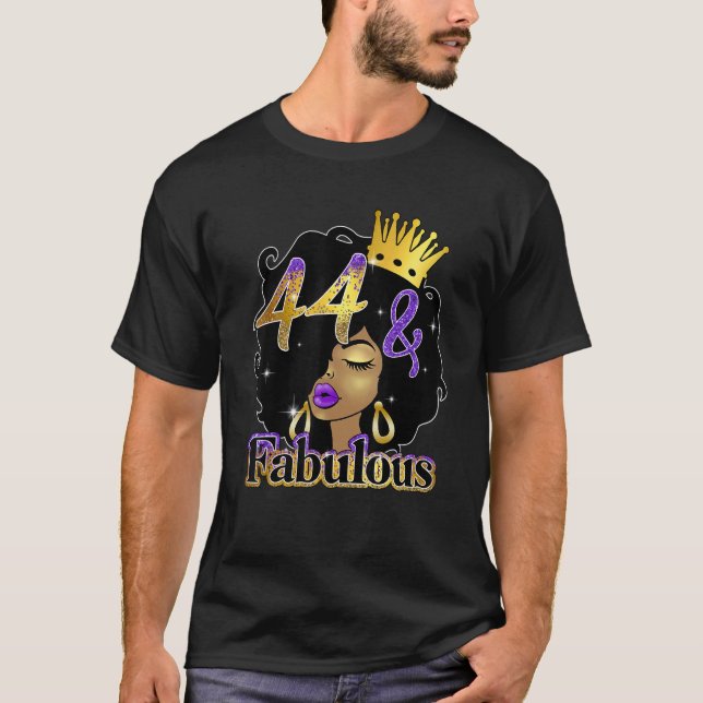 Camiseta Fabuloso y 44 afronegros reina Melanin cumpleaños  (Anverso)