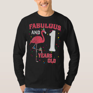 Camiseta Fabuloso Y Flamingo De 1 Año De Edad Cumpleaños Ro