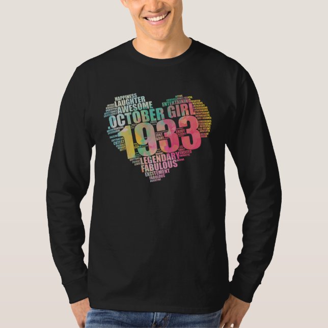 Camiseta Fabulous October 1933 Girl Legendary & Awesome Big (Anverso)