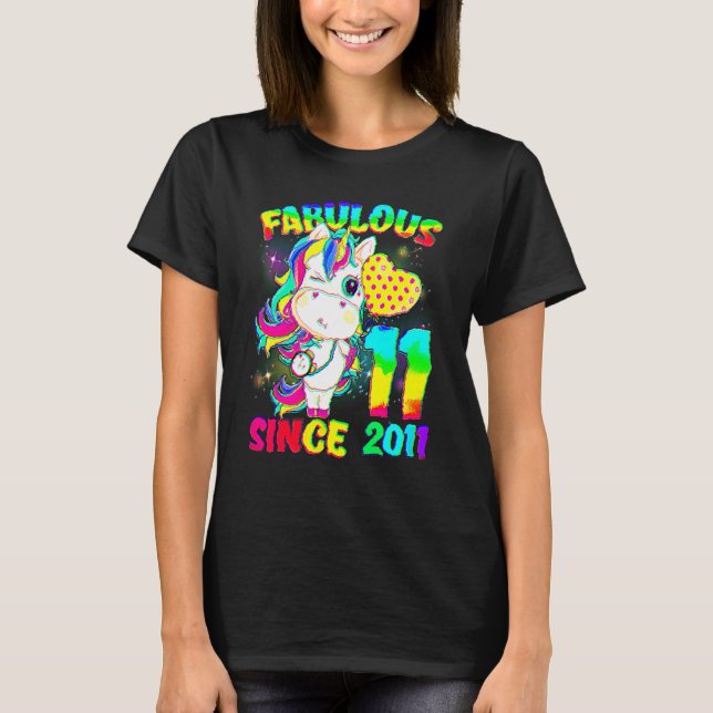 Camiseta Fabulous S, Chica de unicornio de 11 años (Anverso)