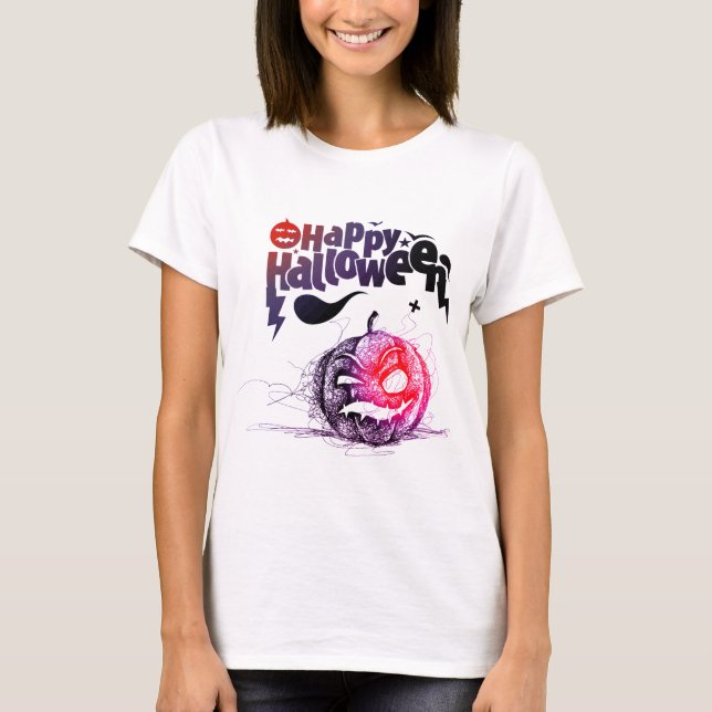 Camiseta Face de calabaza graciosa Halloween (Anverso)