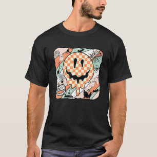 Camiseta Face feliz fantasmal Face Halloween Retro Ghost Ho