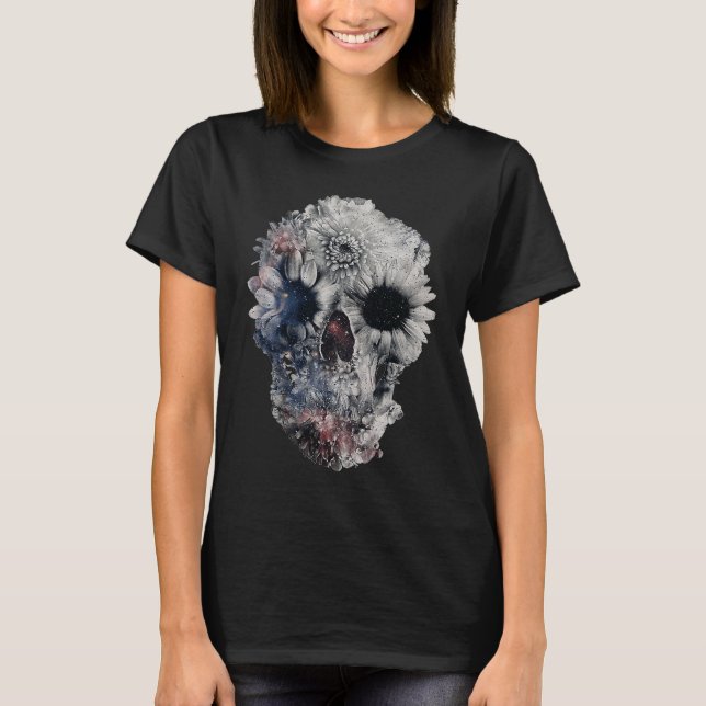 Camiseta Face Floral Skull Skeleton Halloween Costume (Anverso)