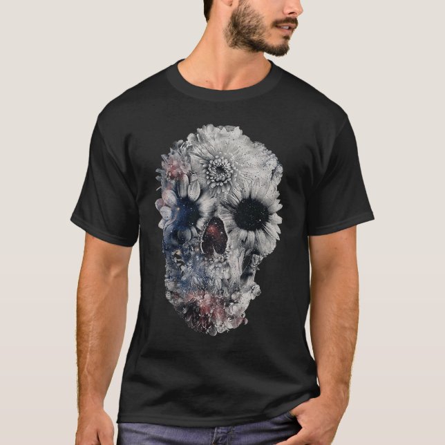 Camiseta Face Floral Skull Skeleton Halloween Costume (Anverso)