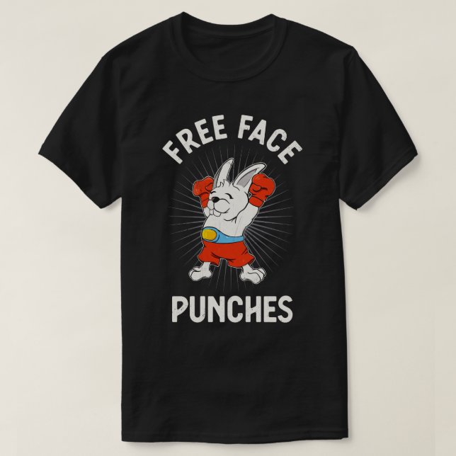 Camiseta Face gratis golpea el conejo de boxeo divertido (Diseño del anverso)
