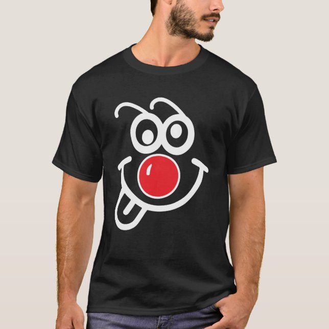 Camiseta Face Red Nose Glasses No Nose Celebrate Nose Happy (Anverso)
