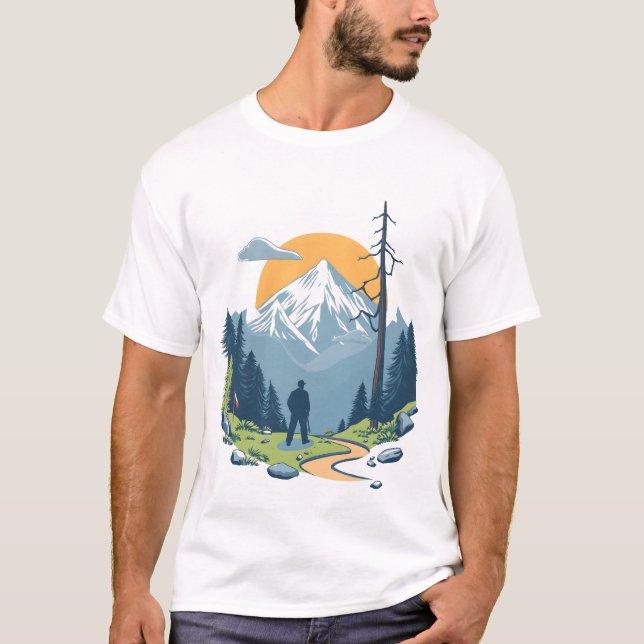Camiseta Face the Mountains – Nature Adventure Graphic Tee (Anverso)