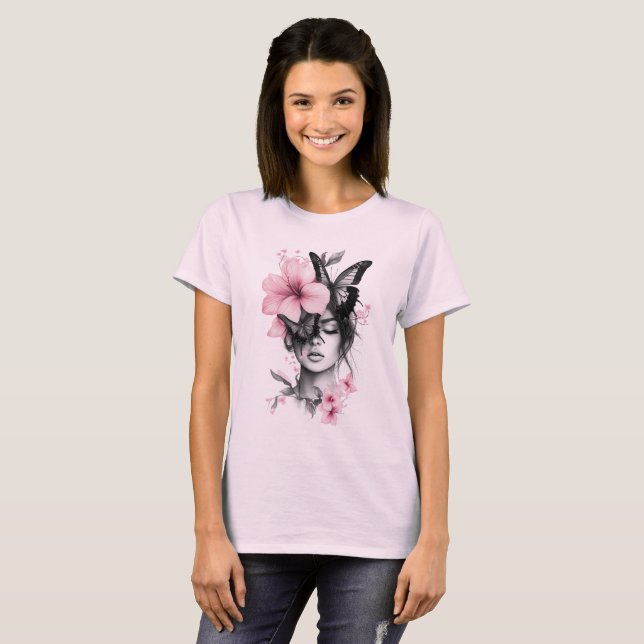 Camiseta face woman nature butterfly (Anverso completo)