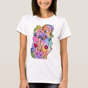 Camiseta Faces Moods T-Shirt Modern Style Painting