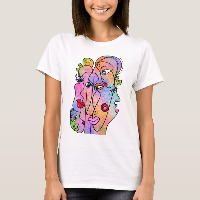 Camiseta Faces Moods T-Shirt Modern Style Painting (Anverso)