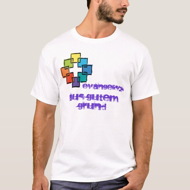 Camiseta facett_bunt_gr, evangelisch, gutem Grund del aus (Anverso)