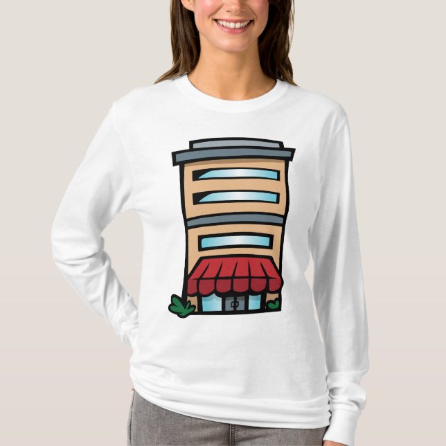 Camiseta Fachada de tienda y edificio de oficinas (Anverso)