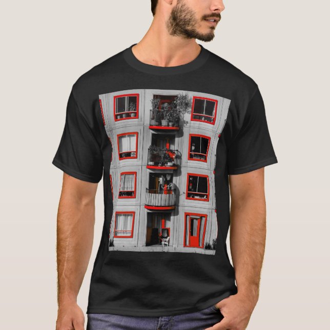 Camiseta Fachada Roja Zuidoost Balcony Building Photography (Anverso)
