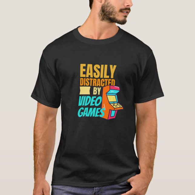 Camiseta Fácil Distración Por Nerd De Juegos De Video (Anverso)