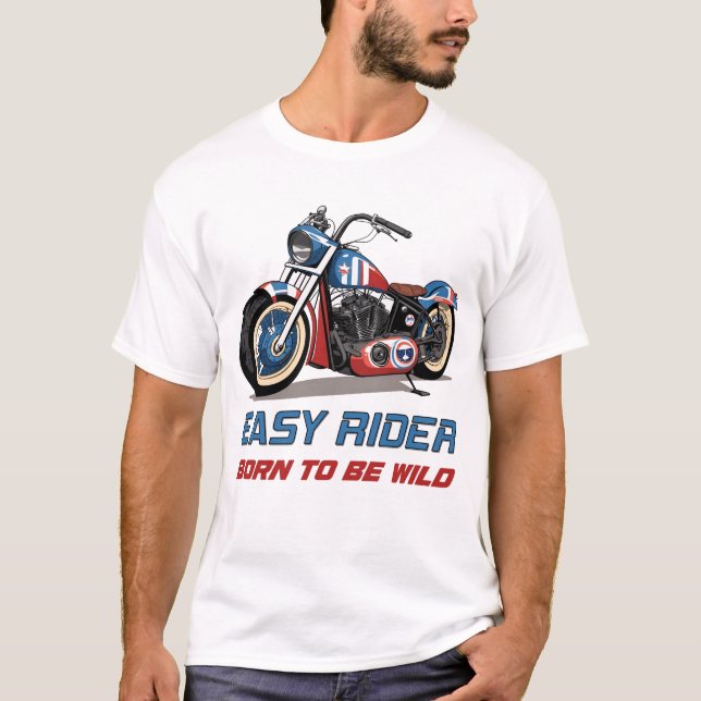 Camiseta Fácil motocicleta Estrellas de helicóptero y rayas (Anverso)