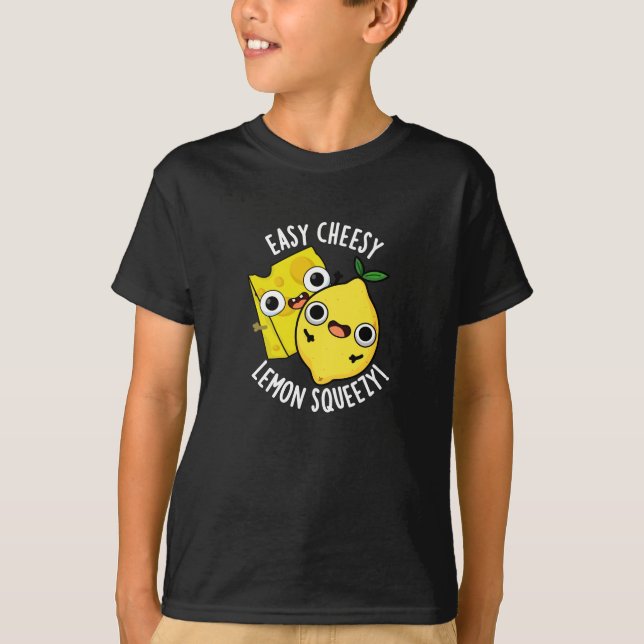 Camiseta Fácil queso limón esqueado Funny Food Pun Dark BG (Anverso)