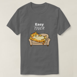 Camiseta Fácil Tigre Mono Cute Relajante Sofá Animal Humo