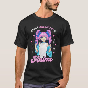 Camiseta Fácilmente distrado por Anime Estética Manga Kawai