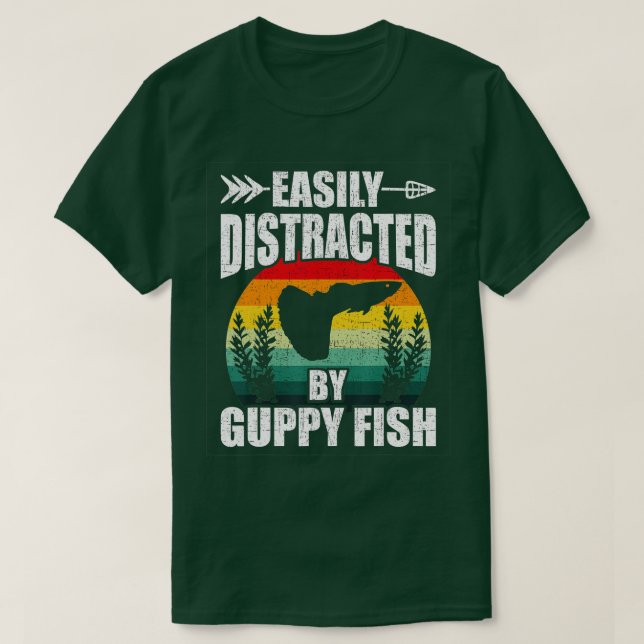 Camiseta Fácilmente Distrado Por Aquarista De Guppy Fish Aq (Diseño del anverso)