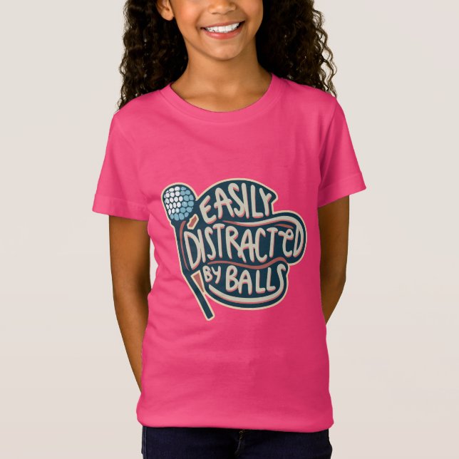Camiseta Fácilmente distrado por Balls Funny Golf Ball (Anverso)