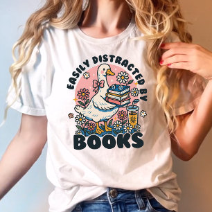 Camiseta Fácilmente distrado por Books Goose Book Lover