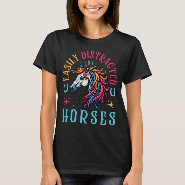 Camiseta Fácilmente Distrado Por Caballos, Caballo Fundido (Anverso)