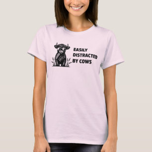 Camiseta Fácilmente distrado por Cows divertida cita agríco