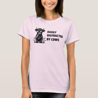 Camiseta Fácilmente distrado por Cows divertida cita agríco
