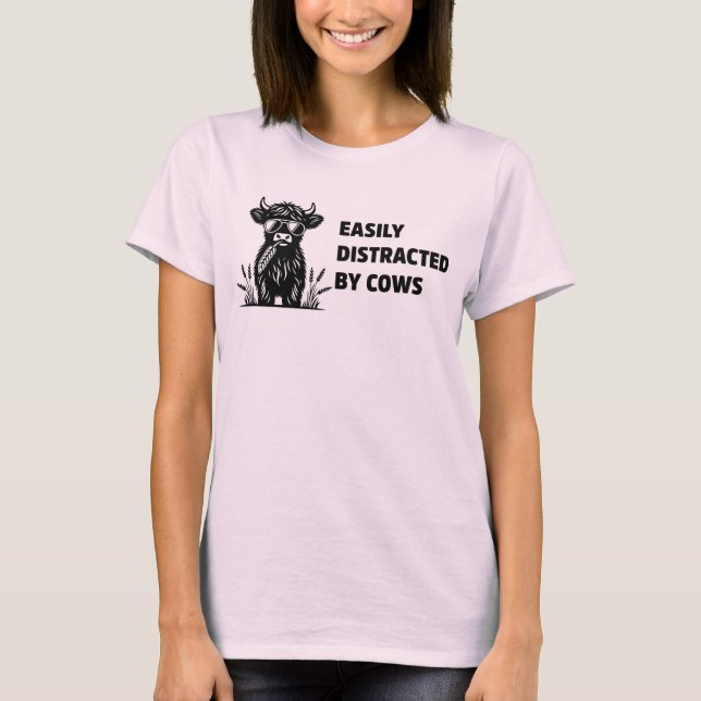 Camiseta Fácilmente distrado por Cows divertida cita agríco (Anverso)